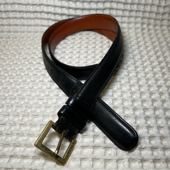 CoachSize 34 inch Black and Brown Leather‎ Belt with Silver Buckle